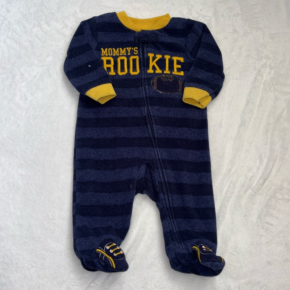 (2 for $10) carters fleece rookie footie/ sleeper zipper zip up 0-3 month